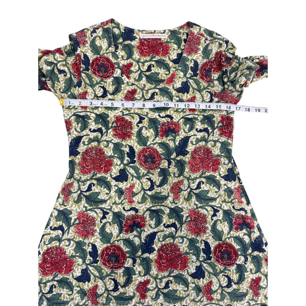 Peruvian Connection Floral Tunic Top Green Red Soft Stretch Womens Size S - Picture 5 of 7